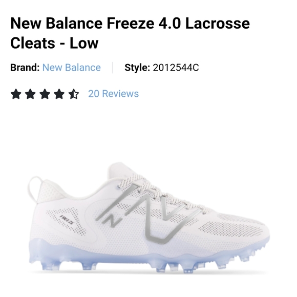 New Balance Freeze 4.0 White Lacrosse Cleats - Picture 1 of 5